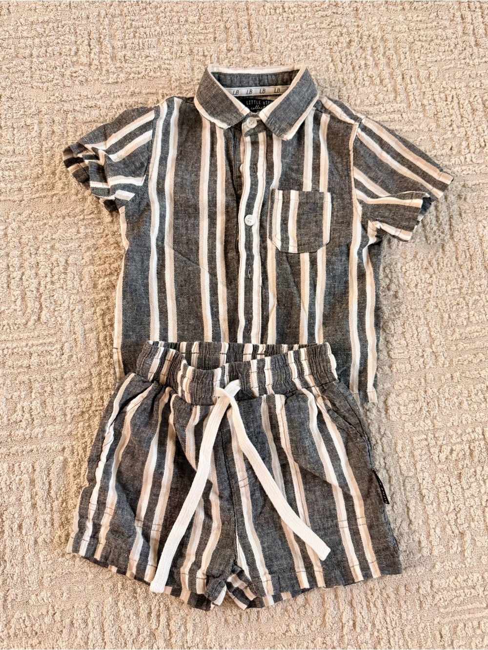 Little Bipsy Black & White Striped Shorts Matching Set